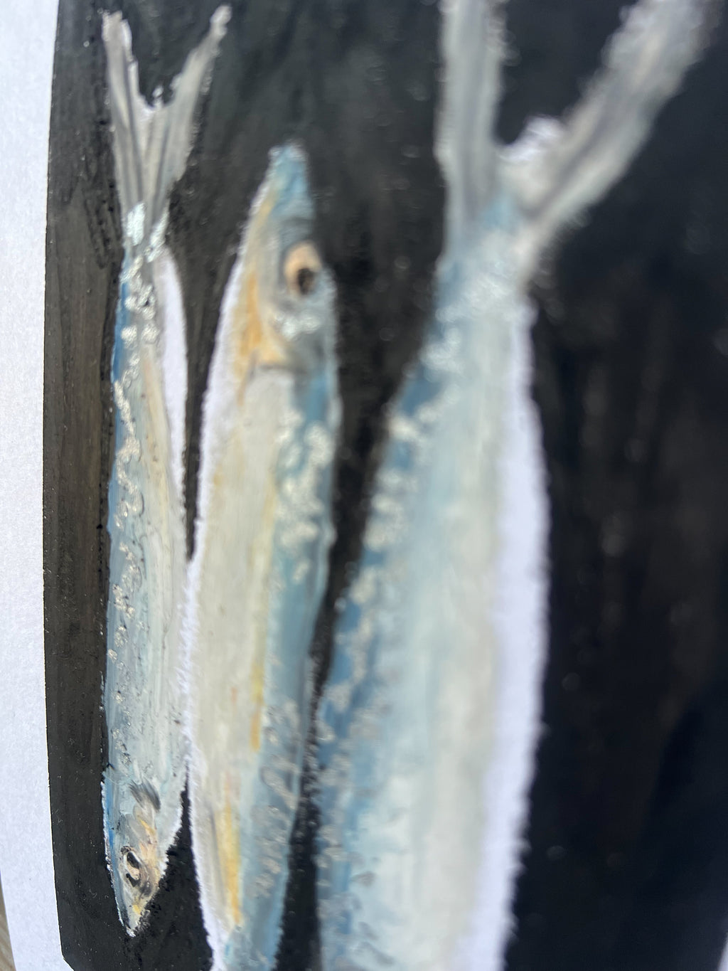 Sardines in a Row - Oil Pastel