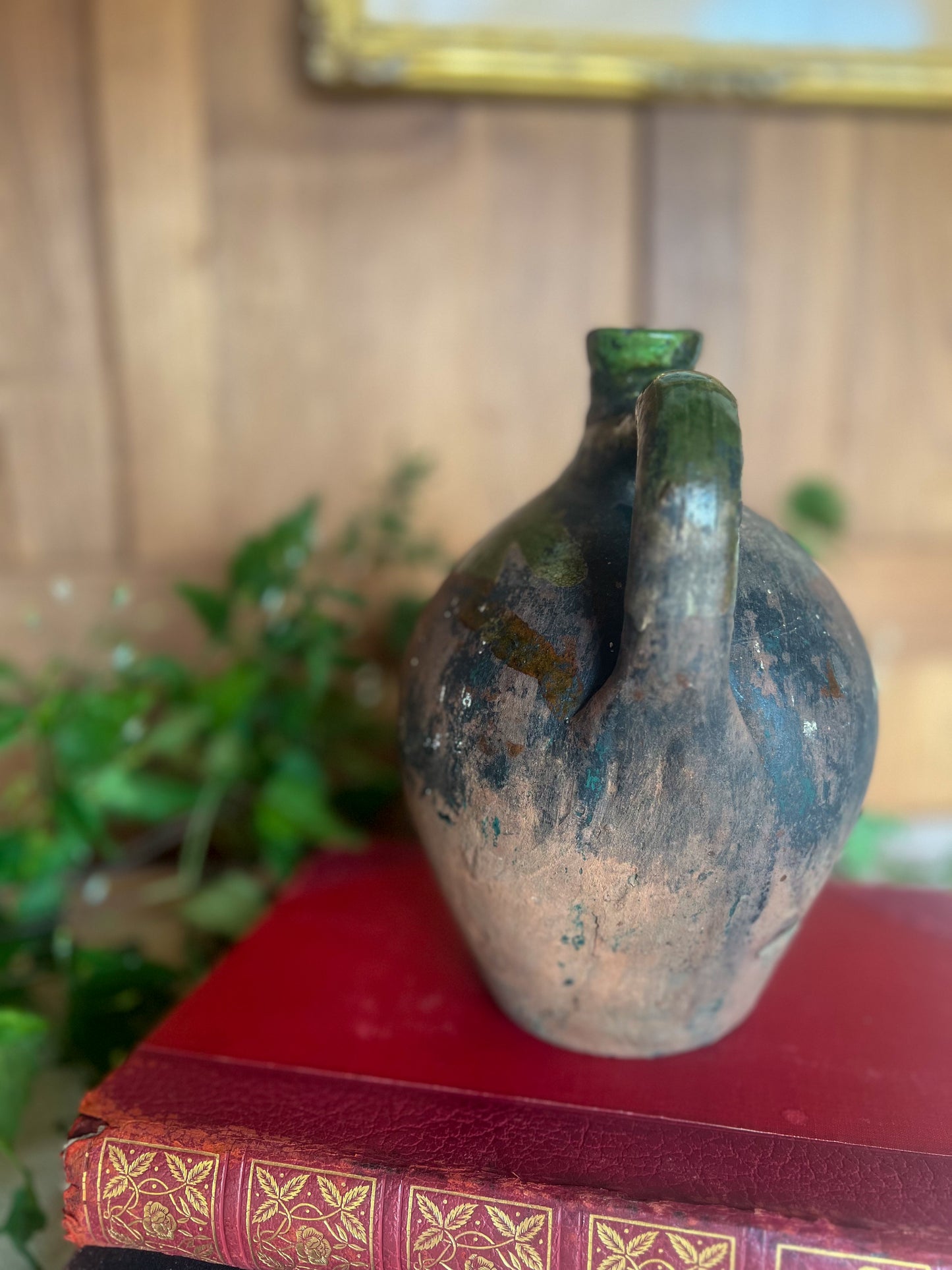 Green Glaze Pottery Pitcher - 18th Century
