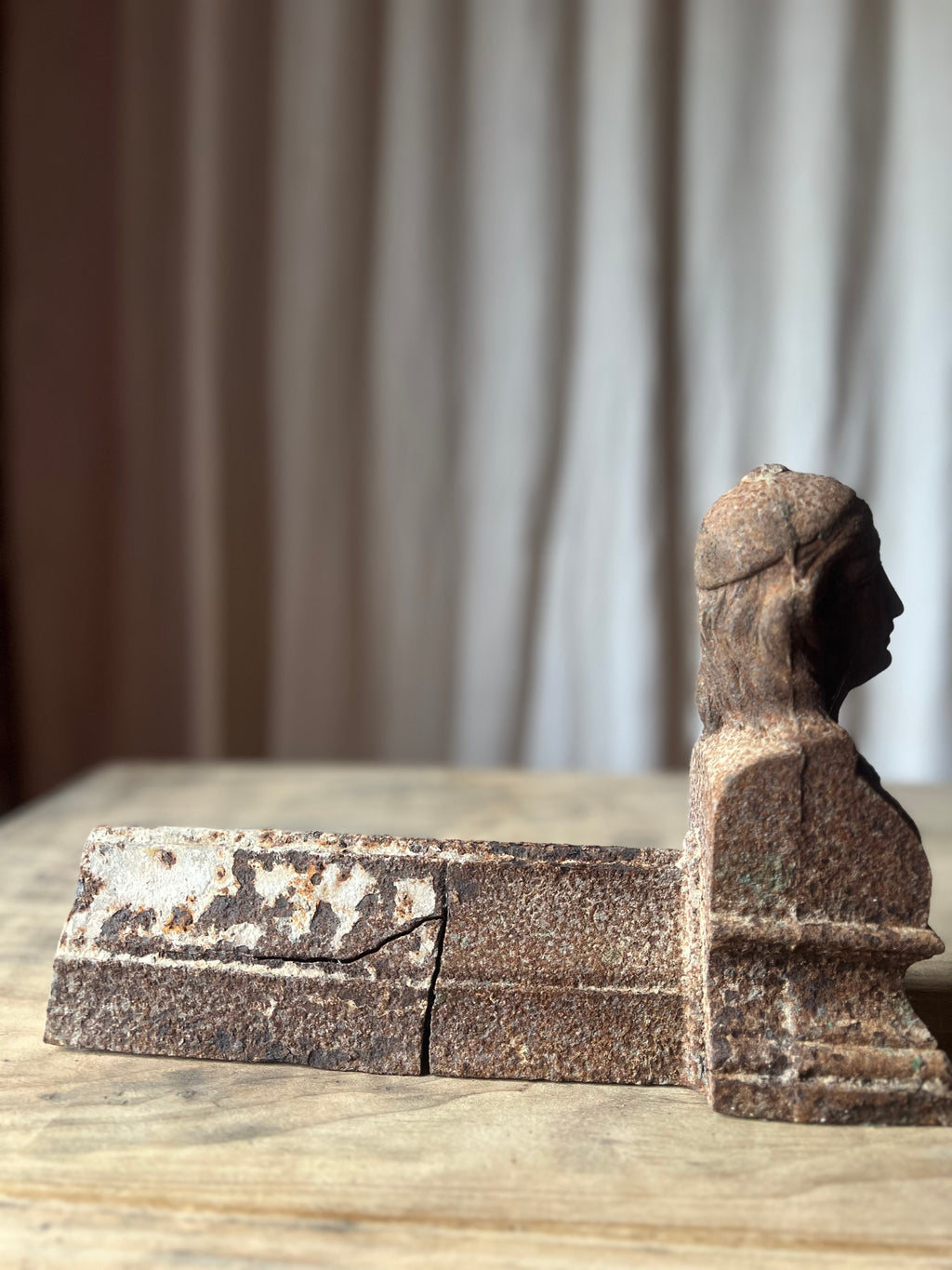 French Cast Iron Figural Andirons (Chenets) — Pair