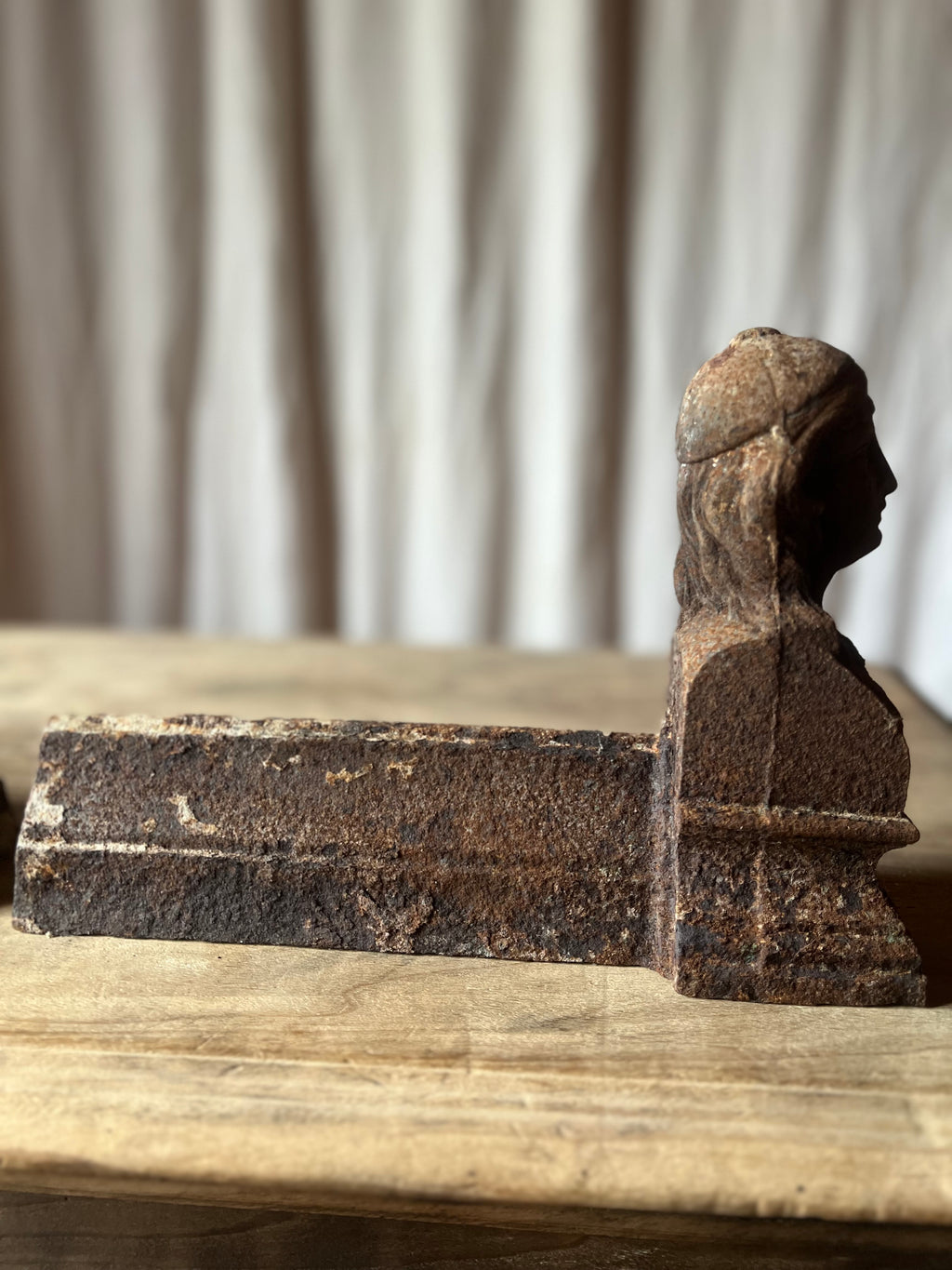 French Cast Iron Figural Andirons (Chenets) — Pair
