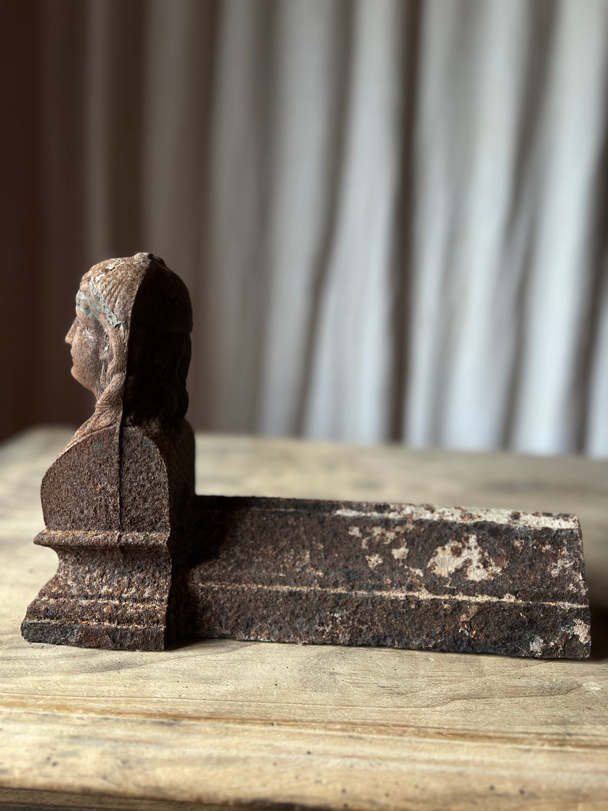 French Cast Iron Figural Andirons (Chenets) — Pair