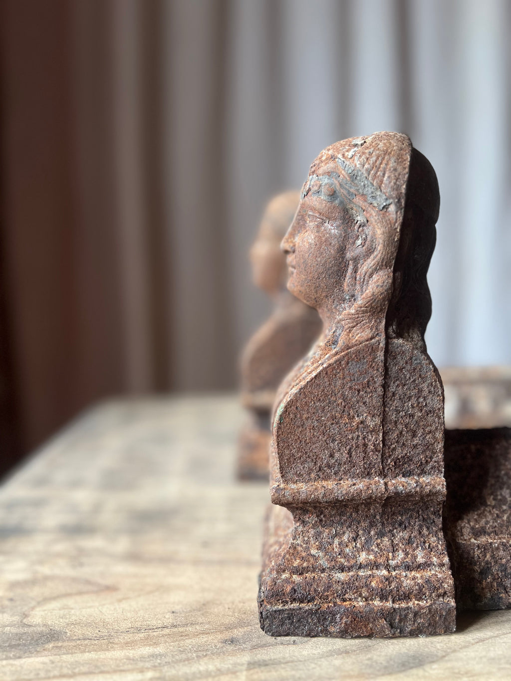 French Cast Iron Figural Andirons (Chenets) — Pair
