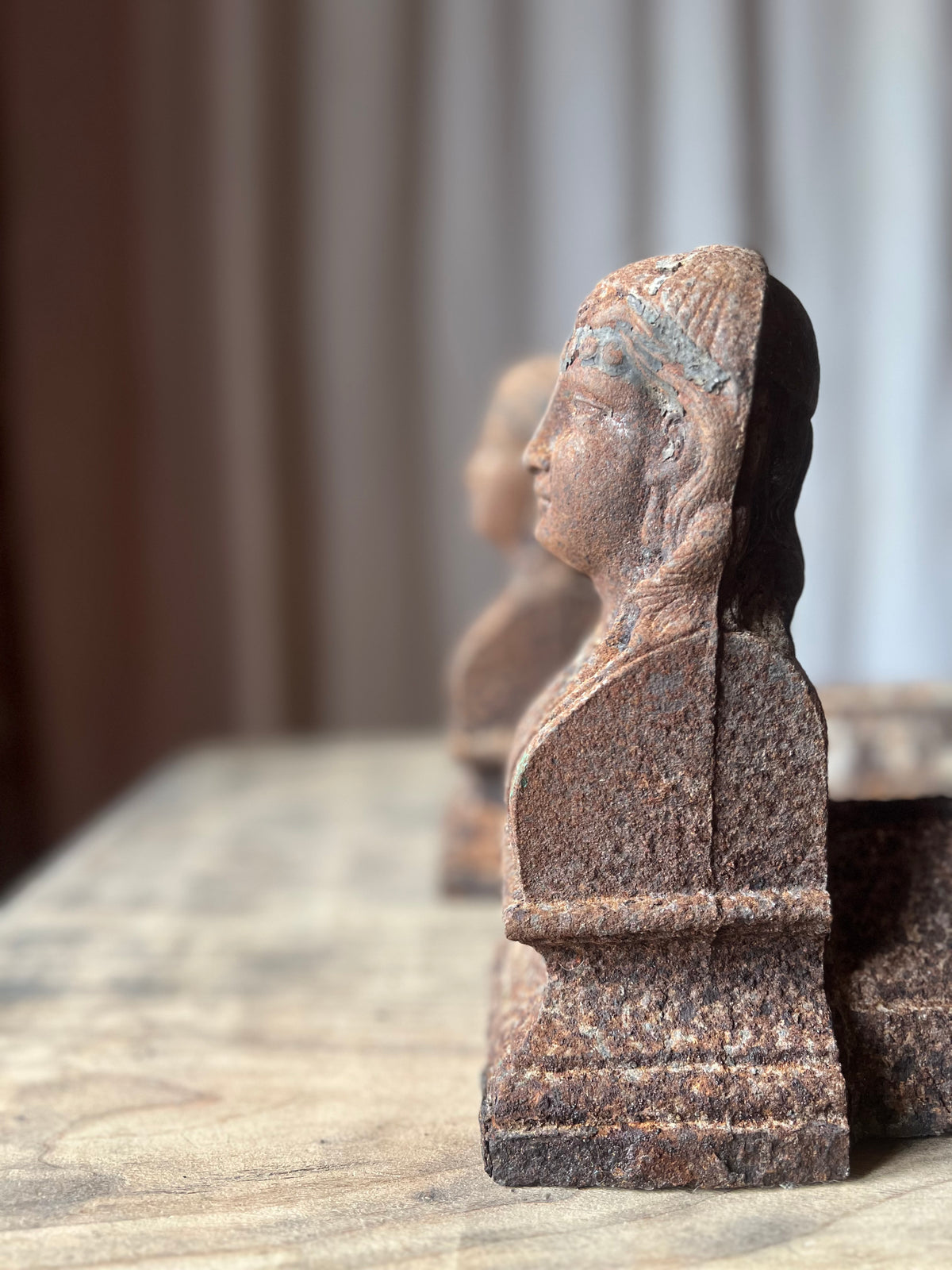 French Cast Iron Figural Andirons (Chenets) — Pair