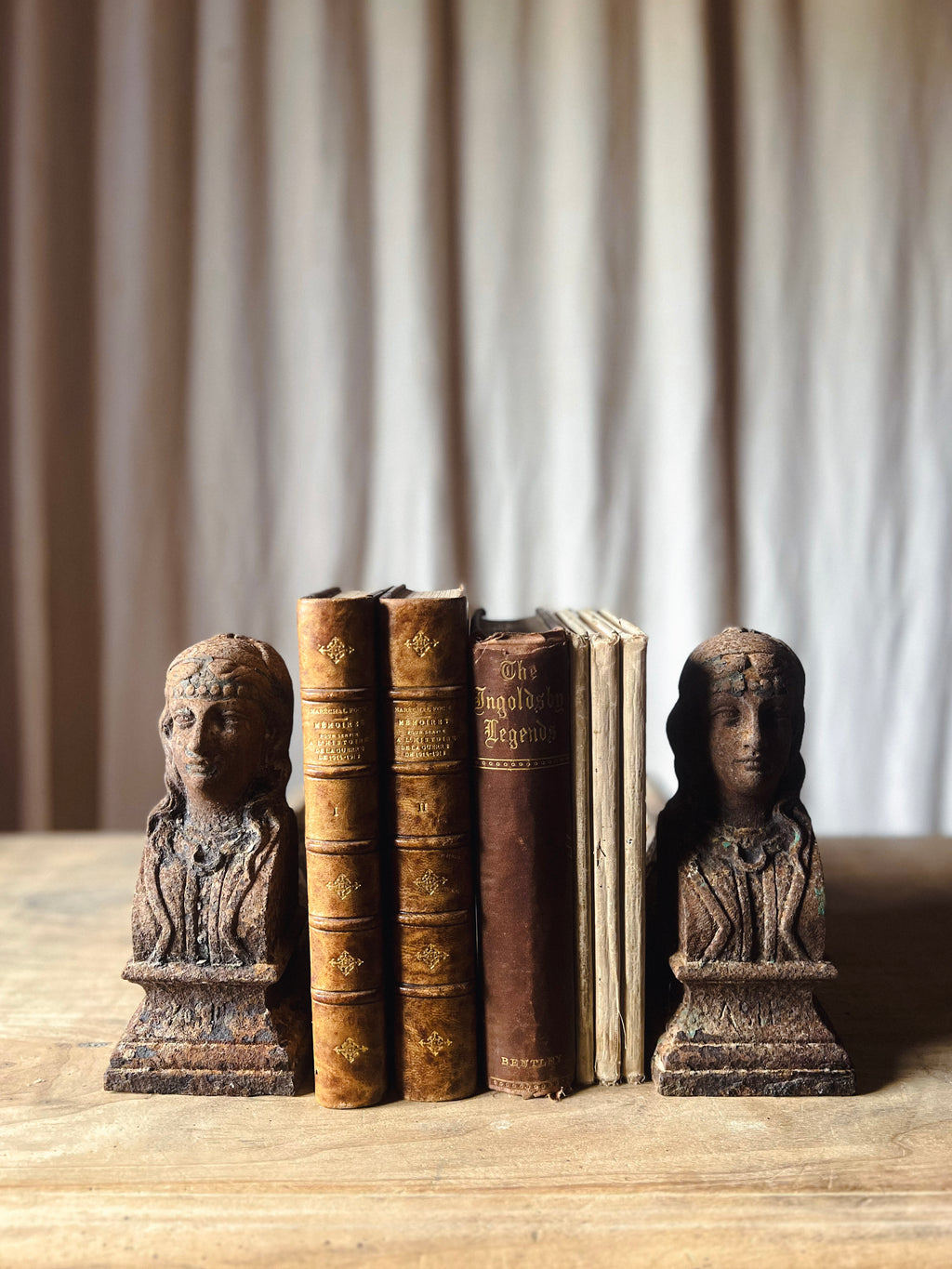 French Cast Iron Figural Andirons (Chenets) — Pair