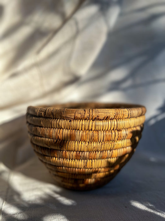 Hand Coiled Straw Basket