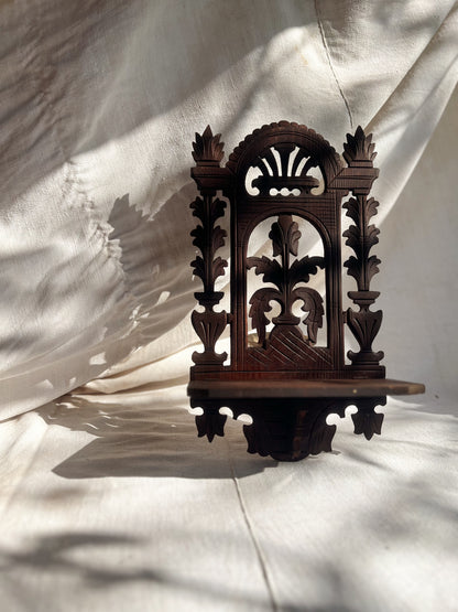 Ornate Carved Wood Wall Shelf