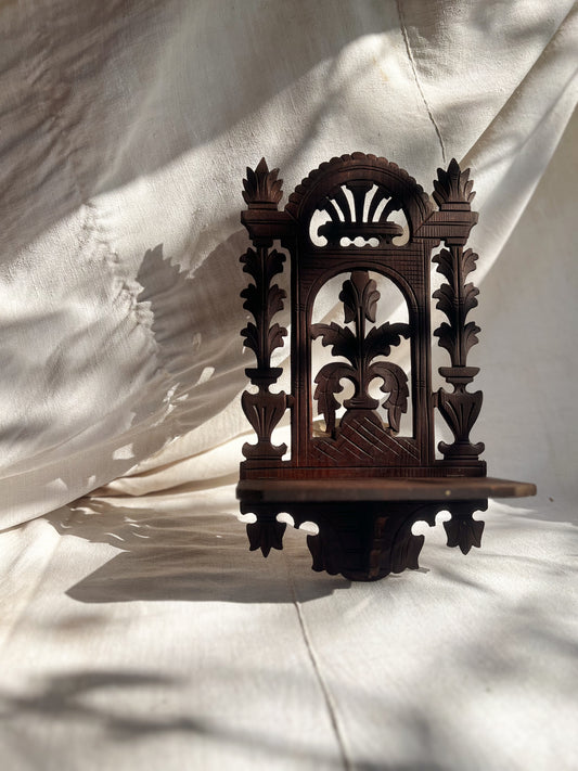 Ornate Carved Wood Wall Shelf