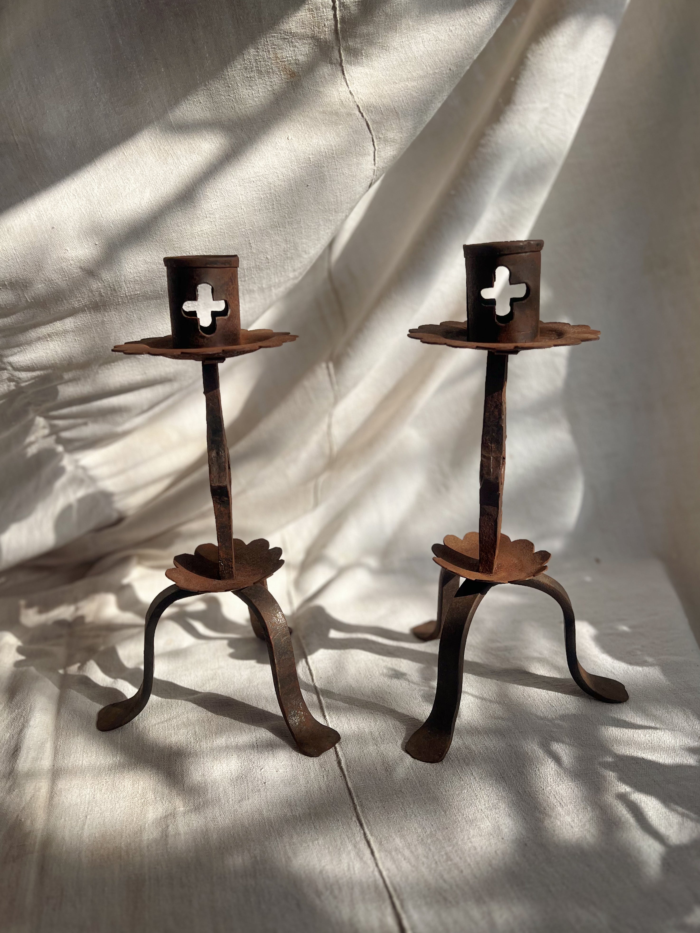 Hand-Forged Iron Gothic Candle Holders