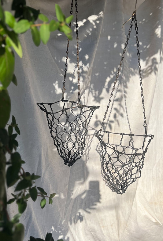 Pair of Hanging Baskets - Wire Cow Feeders