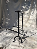 Pair of French Andirons Hand-Forged Iron Candleholders