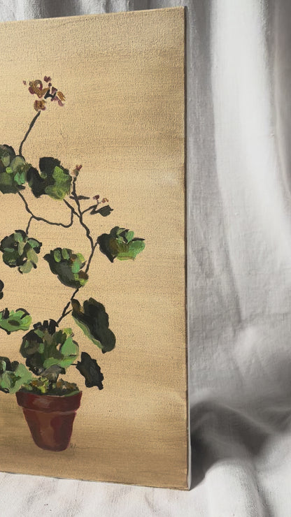 Peinture originale sur toile « Géranium en pot »
